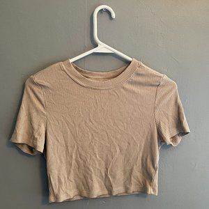 Light Brown Ribbed Crop Top